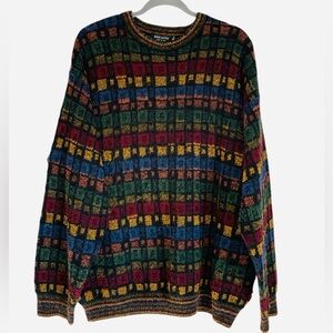Riscatto Italian Wool Multi Color Pullover Men’s Vintage Sweater, Size Large